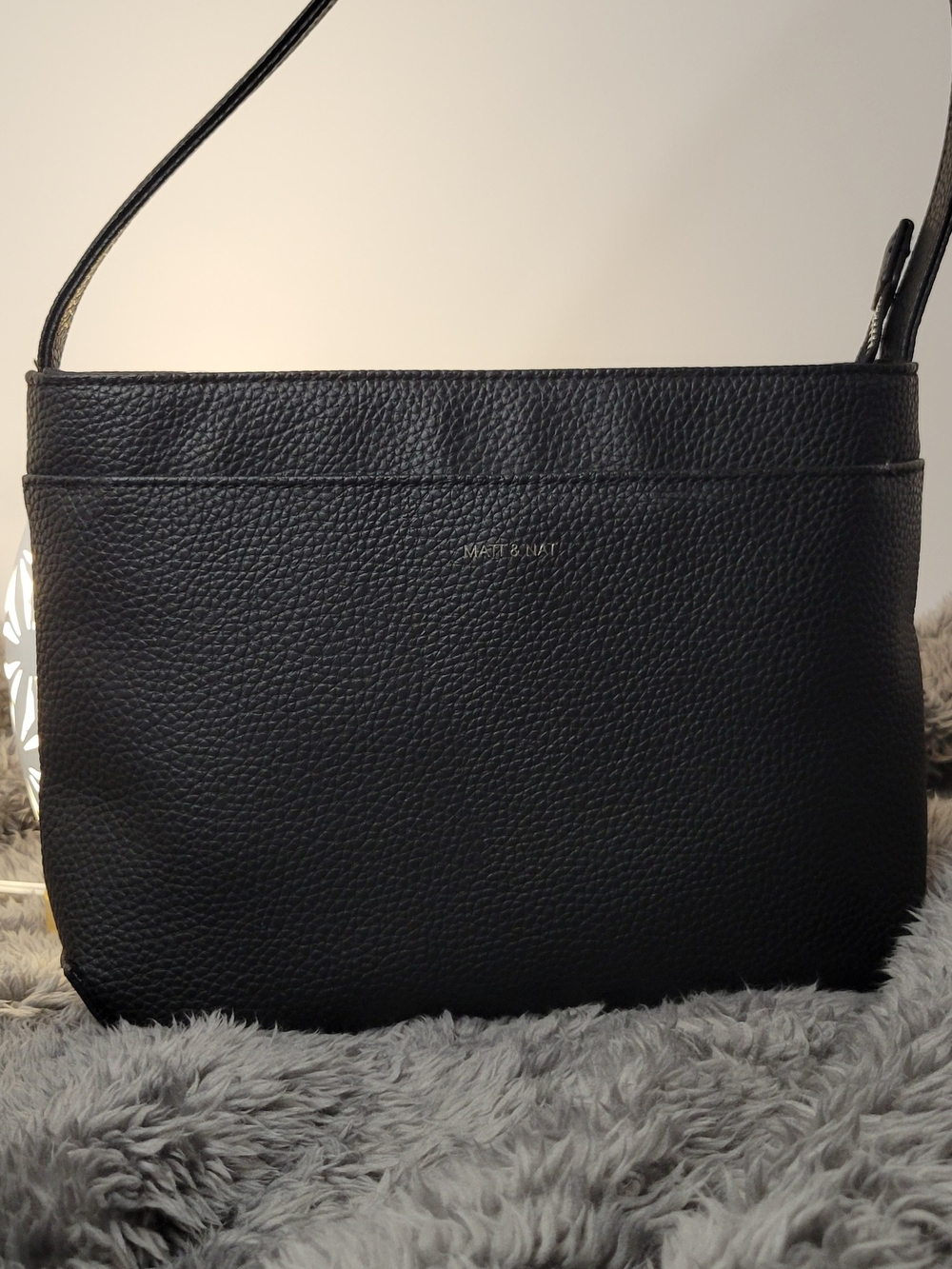 Matt & Nat Black Pebbled Leather Shoulder Bag